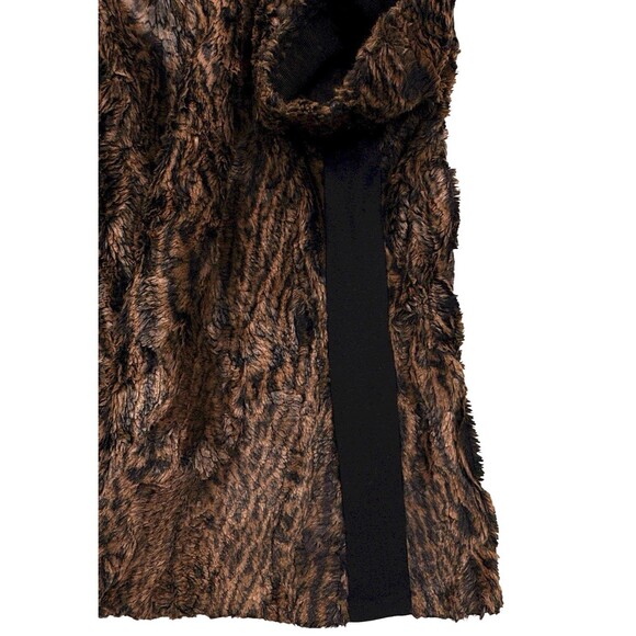 BCBG Max Azria Tulum Faux Fur Zip Back Top Camel Brown Y2K Mob Wife Holiday M - Picture 4 of 16